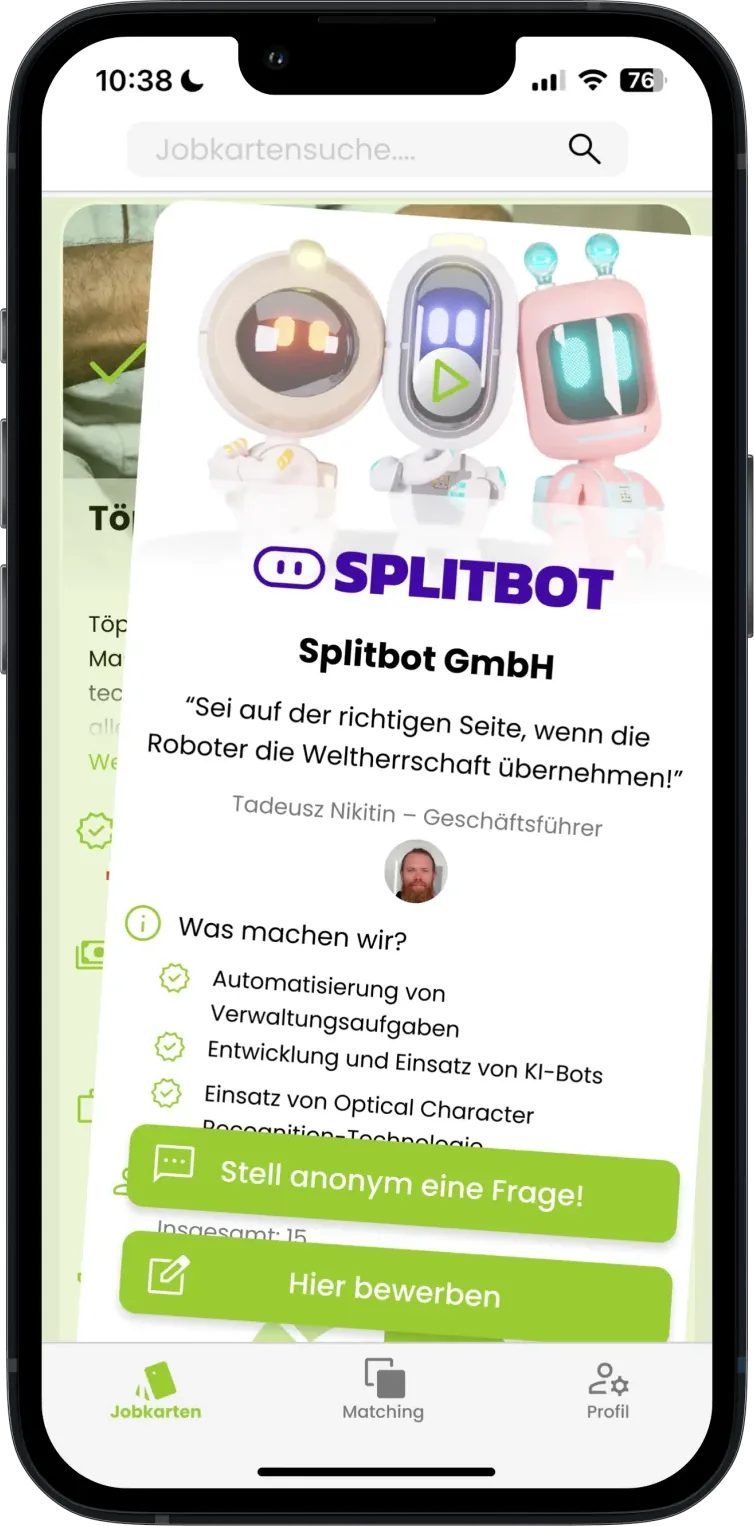 StickTo App - Unternehmenskarte